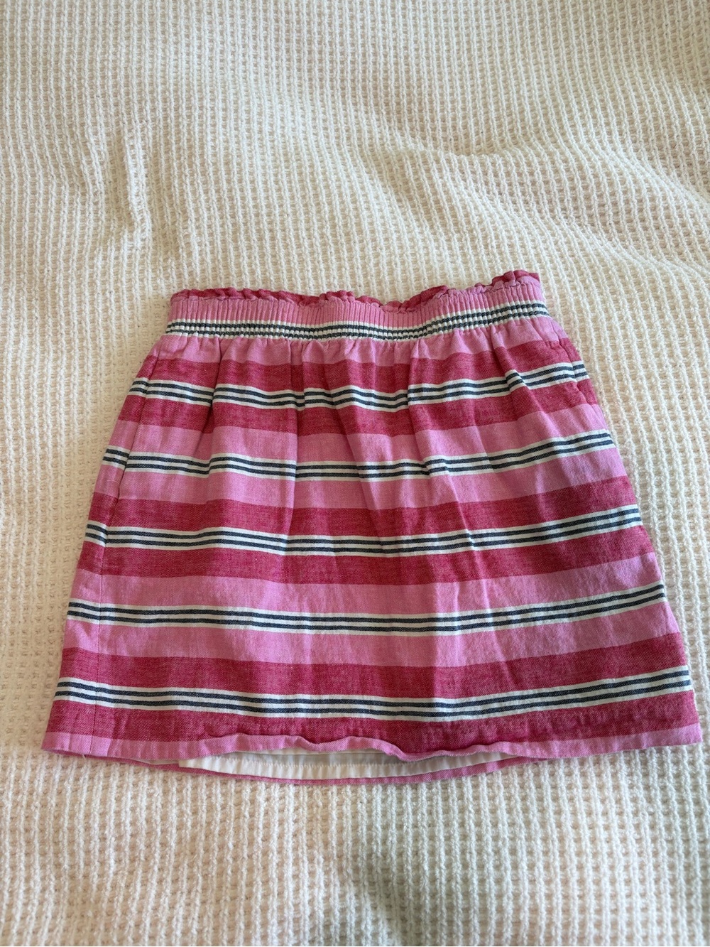 J. Crew Pink Striped Mini Skirt With Pockets Sz 2